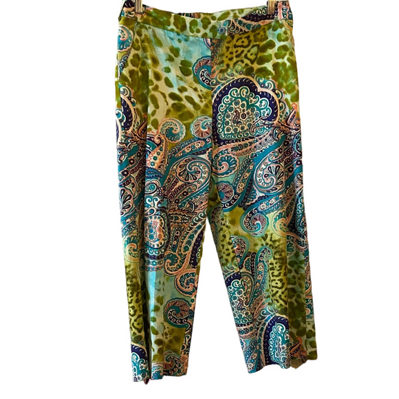 Harve Bernard Paisley and Leopard Print Pants in vibrant colors size 12 - Picture 1 of 6